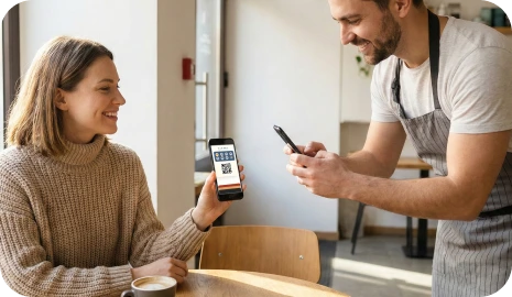 Staff scans or enters the code at checkout