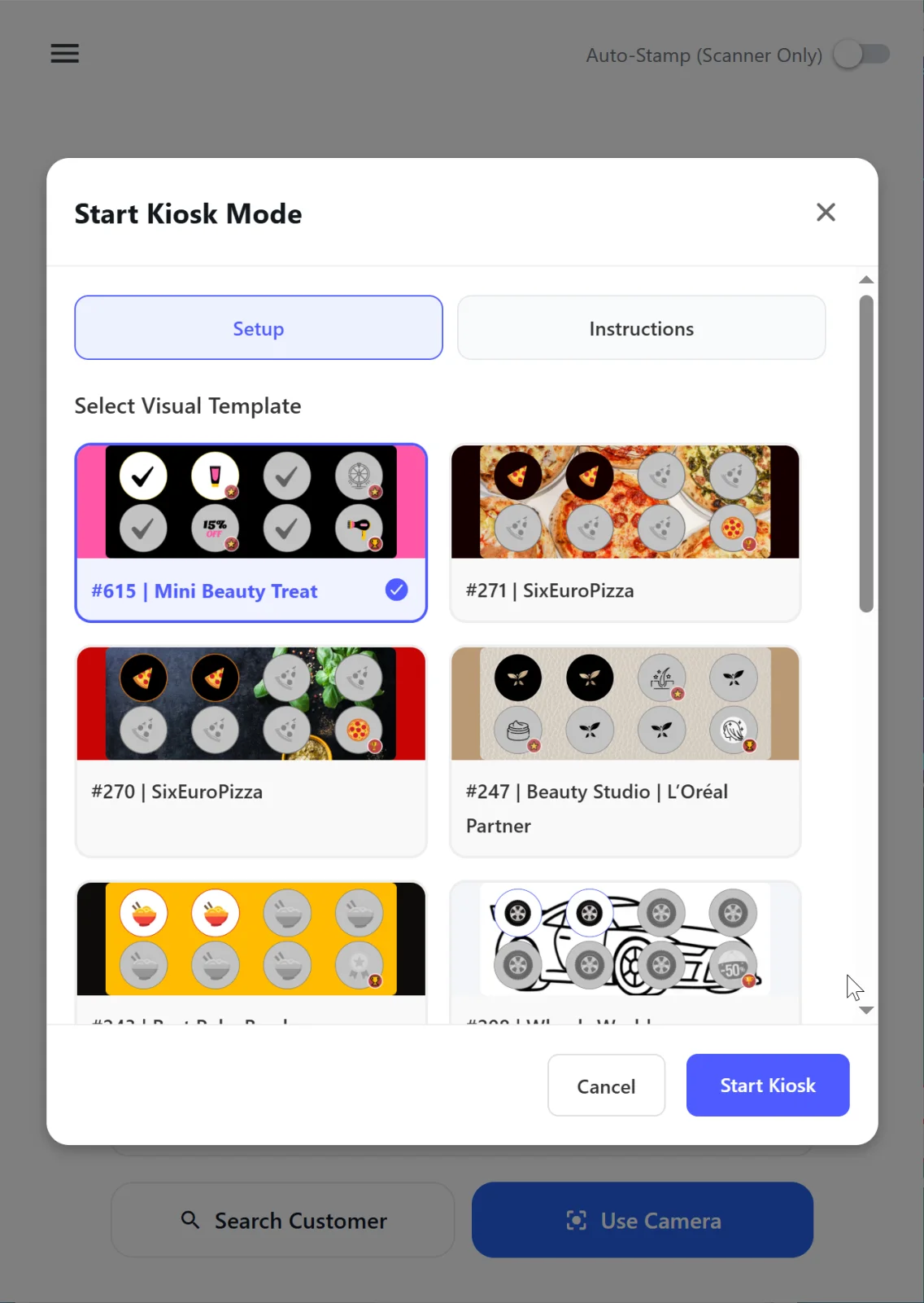 0201 StartKiosk Select Card